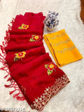 Women's elegant embroidery saree with blouse.
