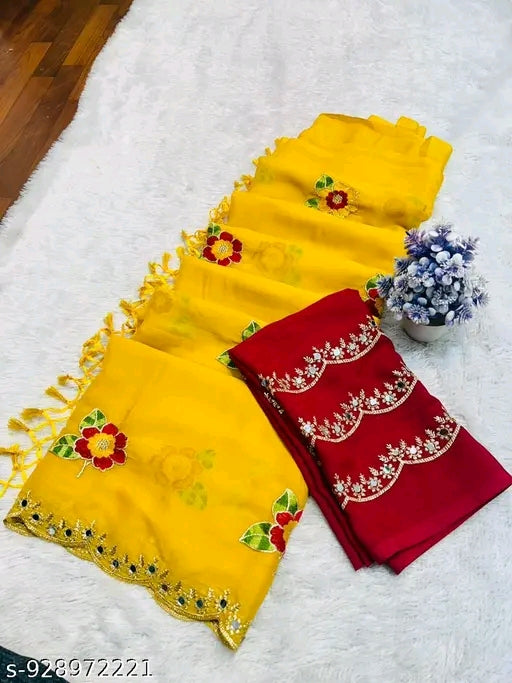 Women's elegant embroidery saree with blouse.