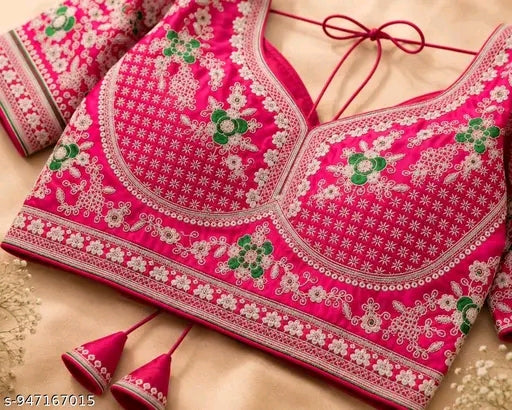 Embroidered readymade blouse heavy zari and thread work blouse.