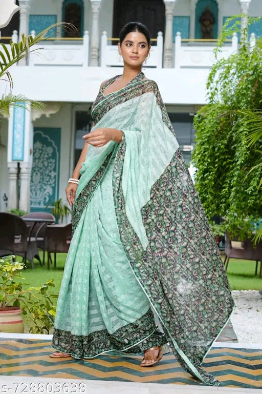 Mirchi fashion chiffon shibori dyed printed saree with blouse.