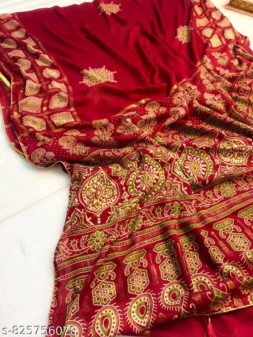 Soft georgette foil print saree.