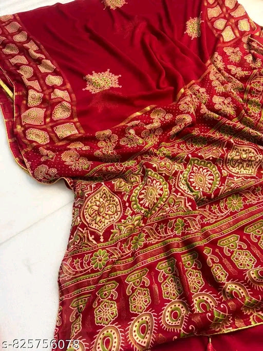 Soft georgette foil print saree.