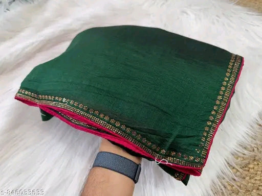 Vichitra silk beautiful designer saree.