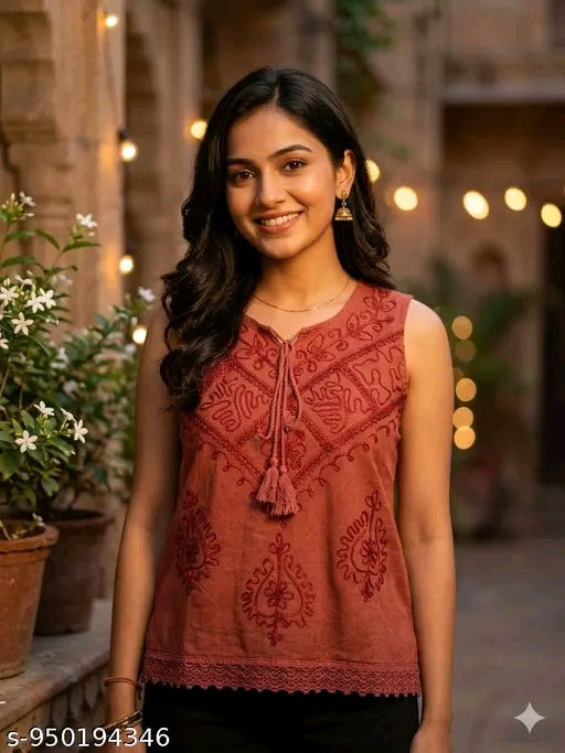 Cotton embroidery top.
