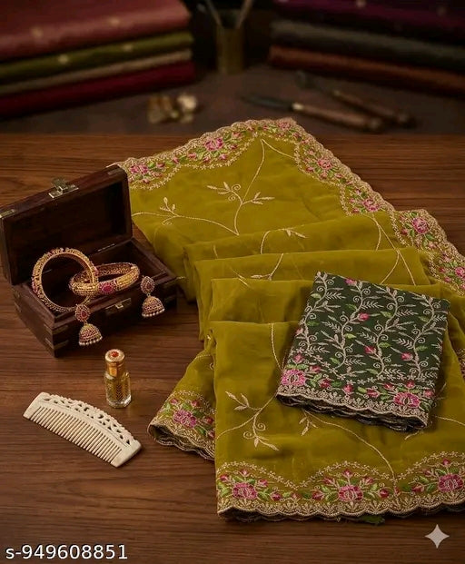 Embroidered saree.