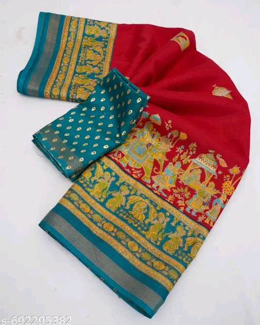 Premium dola silk saree with foil position printed saree.