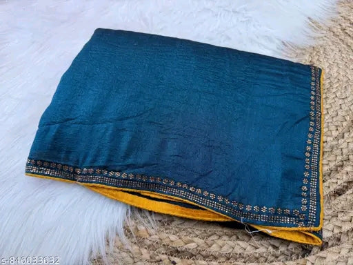 Vichitra silk beautiful designer saree.