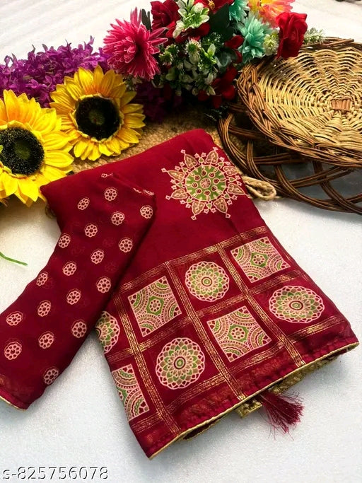 Soft georgette foil print saree.