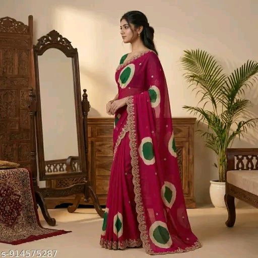 Georgette floral printed saree for daily wear and party wear.