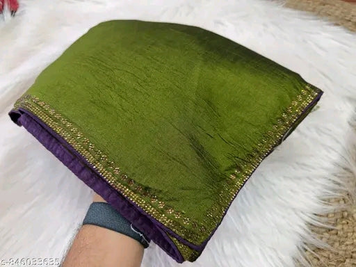 Vichitra silk beautiful designer saree.