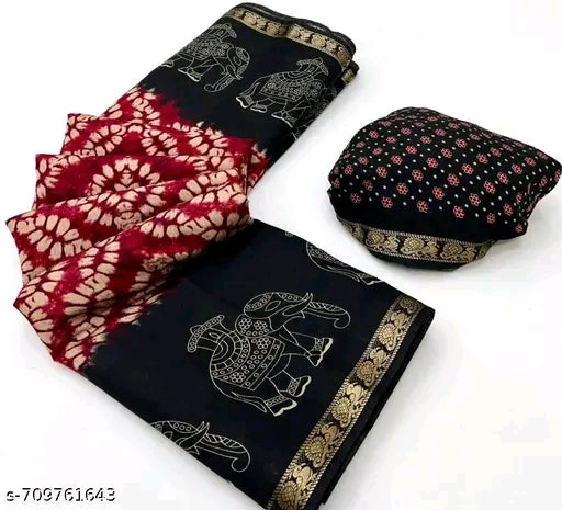 Munglpuri mul cotton saree with patola print saree.