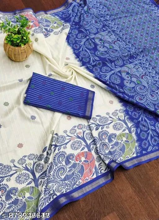 Trending cotton digital print saree.