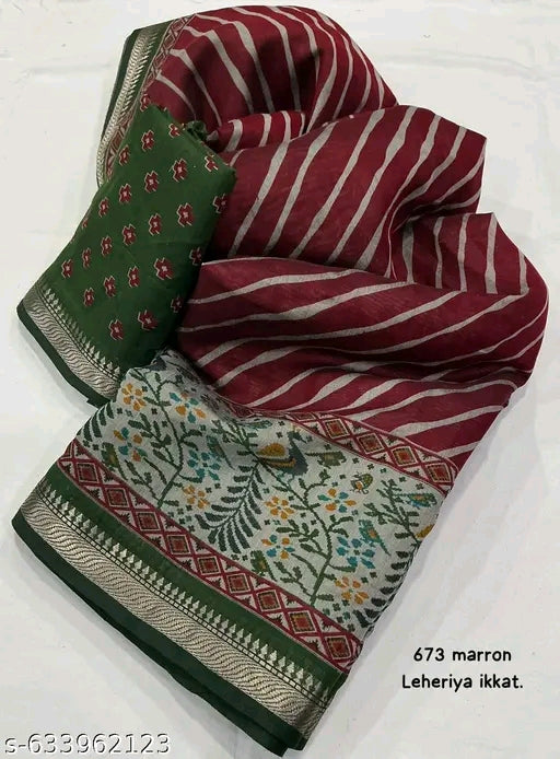 New munglpuri lkkat Lahariya maroon saree.