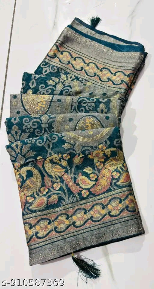 Soft georgette foil print saree.