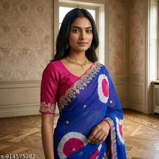 Georgette floral printed saree for daily wear and party wear.
