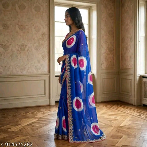 Georgette floral printed saree for daily wear and party wear.