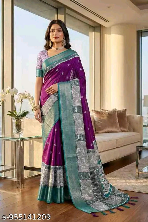 Trendy soft dola silk saree.