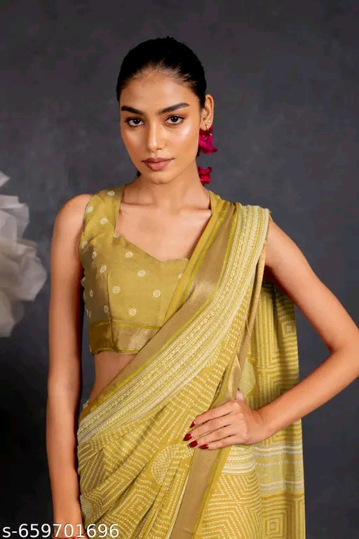 Women's georgette fancy bandhni printed saree.