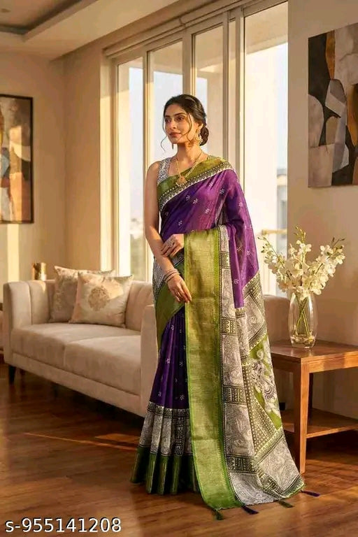 Trendy soft dola silk saree.