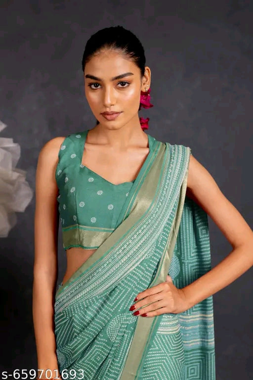 Women's georgette fancy bandhni printed saree.