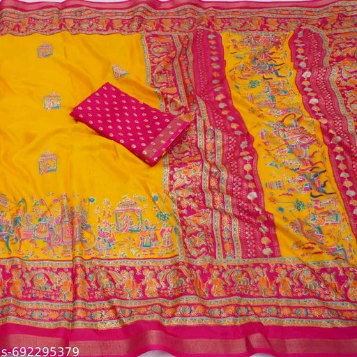Premium dola silk saree with foil position printed saree.