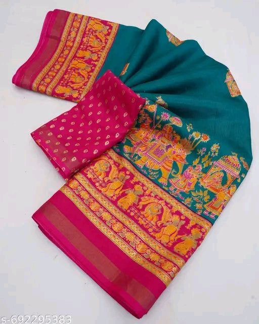 Premium dola silk saree with foil position printed saree.