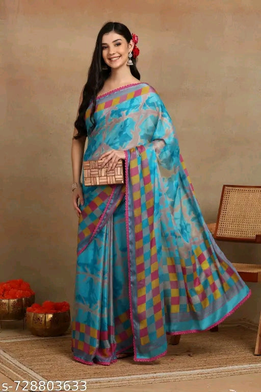 Mirchi fashion chiffon shibori dyed printed saree with blouse.