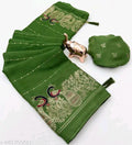 Moss silk foil printed saree with blouse.