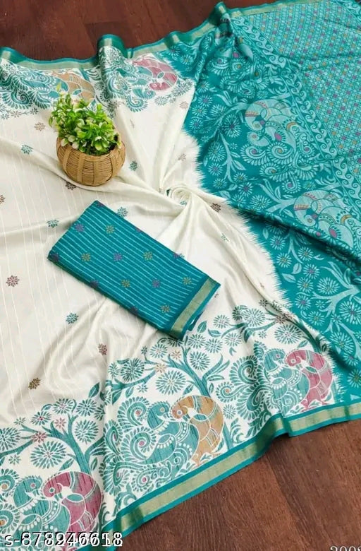 Trending cotton digital print saree.
