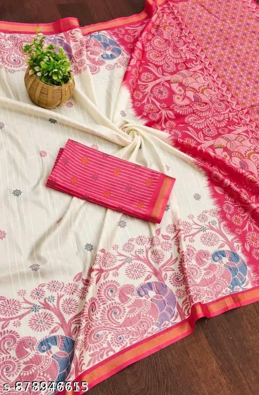 Trending cotton digital print saree.