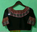 Black mirror work designer blouse.