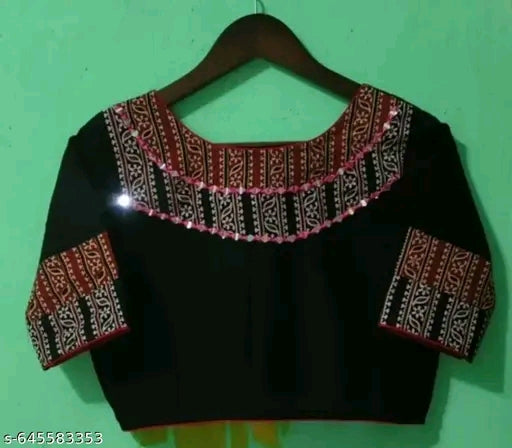 Black mirror work designer blouse.