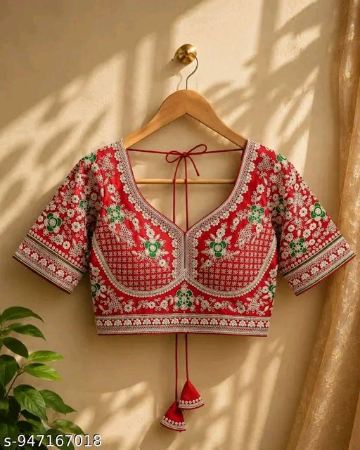 Embroidered readymade blouse heavy zari and thread work blouse.