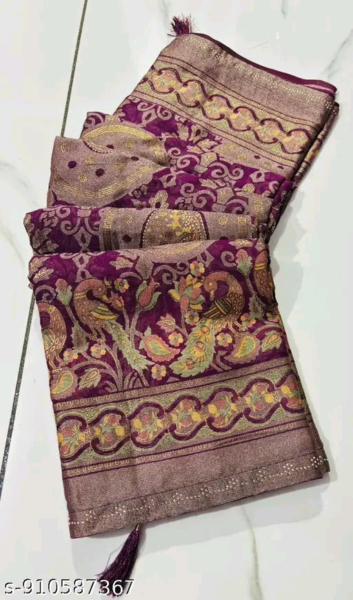 Soft georgette foil print saree.