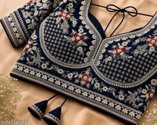 Embroidered readymade blouse heavy zari and thread work blouse.