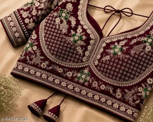 Embroidered readymade blouse heavy zari and thread work blouse.