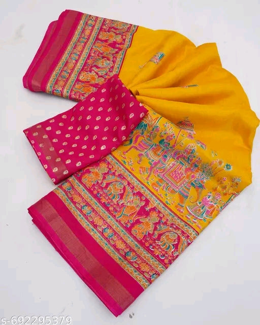 Premium dola silk saree with foil position printed saree.