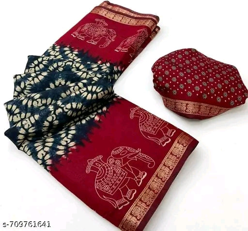 Munglpuri mul cotton saree with patola print saree.