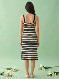 Smocked black and white printed halter Co,ord set for women.