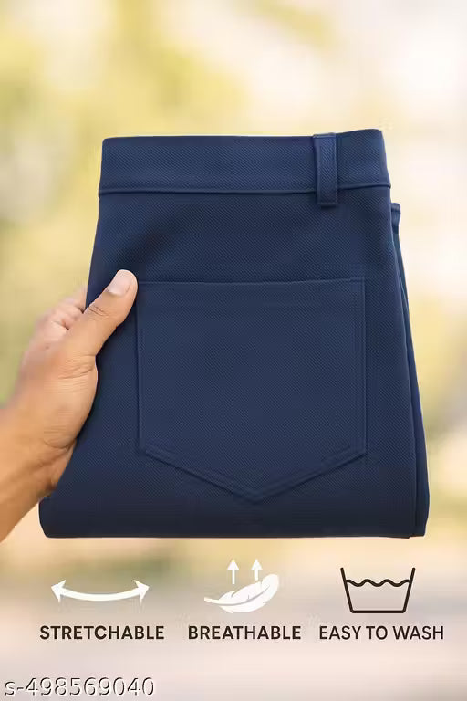 Navy Blue Lycra Pants for Men|Navy Blue Lycra Trousers for Men|Navy Blue Formal Trousers for Men|Navy Blue Formal Pants for Men|Navy Blue Stretchable Trousers for Men
