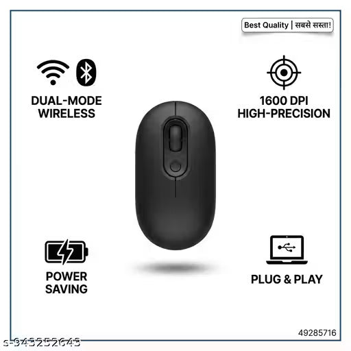Matte White M333 Wireless Mouse Multi-Device Connection For Laptop (Pack of 1)