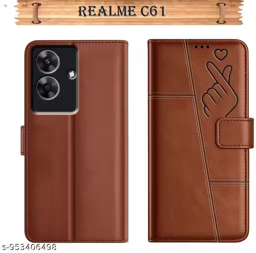 Realme C61 Printed Laser Design Flip Cover | Camera Safety Leather Case