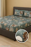 Chahat Homes King Size Fitted Elastic Cotton Superfine 1 Double Bedsheet With Free 2 Pillow Covers 1+2 Set Full Size 72*78+8 Inches And Big Size Of Pillow Covers JAI GURU JI