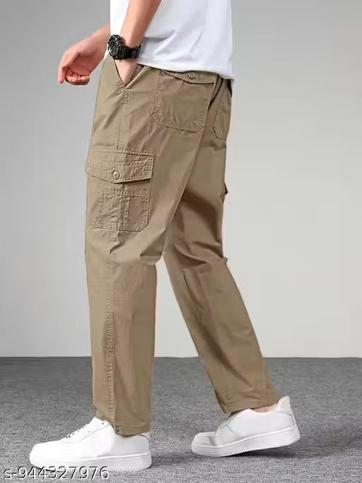 Men Regular fit Linen Lycra Khakhi Formal Stretchable Trousers::Trousers for Men::Linen Trousers