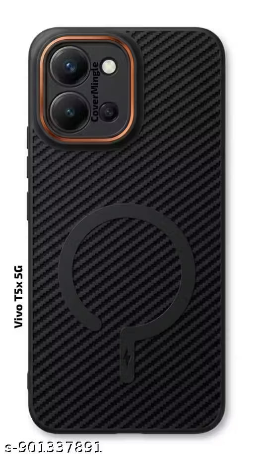 Stylish Vivo T5x 5G Back Cover | Luxury Carbon Fiber Texture Case | Fingerprint Resistant