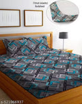 Studio 240 TC Fitted Elastic Bedsheet with 2 Pillow Covers All Aound Elastic Fitted Double Bedsheet with 2 Pillow Covers-72x78x6 Inches-Fitted Bedsheet