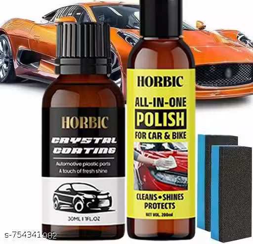 HORBIC Car & Bike Care Combo - All-in-One Polish (200ml) + Crystal Coating (30ml) for Plastic Parts