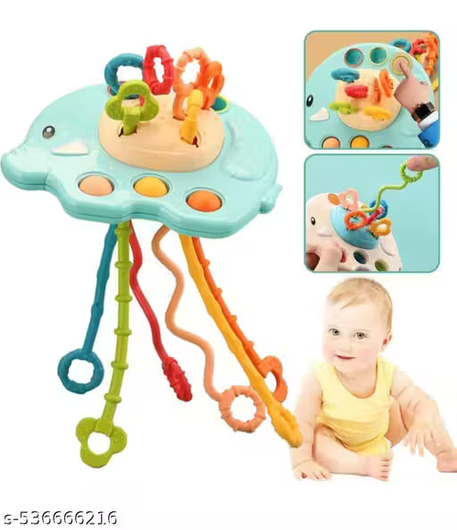 Non musical Baby Sensory Montessori Toy UFO Silicone Pull Cord Toy - Engaging Montessori Sensory Toy for Babies (1-2 Years)