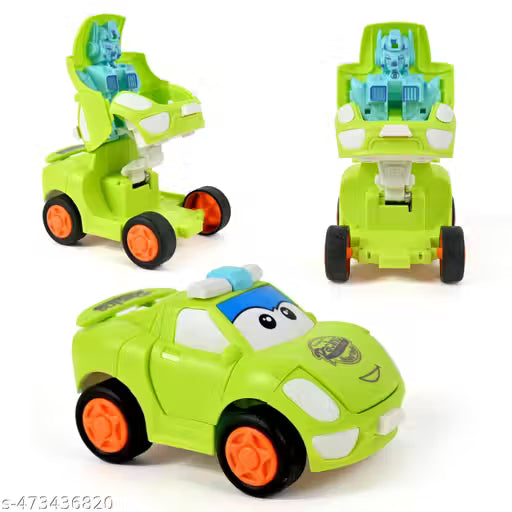 RM Toys Cartoon Car With Robot Function Toy for Small Kids with Friction Function, Best Toy for Boys and Girls (Multicolour)