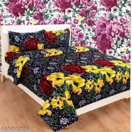 BLACK YELLOW SEMWAL CREATIONS PRESENT GALACE COTTON BEST SELLING Double BEDSHEETS KING SIZE(85*85) BEDSHEETS